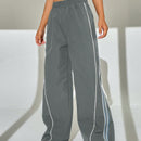 EZwear Pantalones Largos Con Dobladillo Enrollado De Rayas Contrastadas