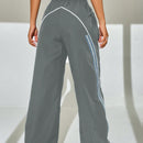 EZwear Pantalones Largos Con Dobladillo Enrollado De Rayas Contrastadas