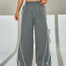 EZwear Pantalones Largos Con Dobladillo Enrollado De Rayas Contrastadas