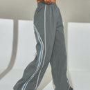 EZwear Pantalones Largos Con Dobladillo Enrollado De Rayas Contrastadas