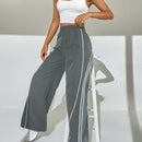 EZwear Pantalones Largos Con Dobladillo Enrollado De Rayas Contrastadas