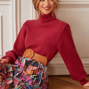Frenchy Sueter Con Manga Farol De Color Liso Y Cuello Alto Para El Dia De San Valentin