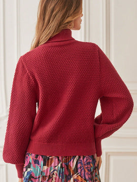 Frenchy Sueter Con Manga Farol De Color Liso Y Cuello Alto Para El Dia De San Valentin