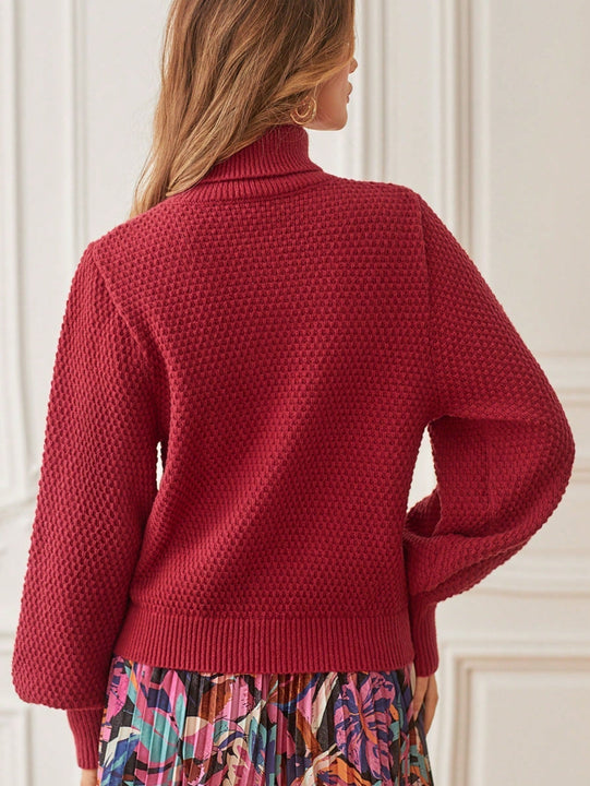 Frenchy Sueter Con Manga Farol De Color Liso Y Cuello Alto Para El Dia De San Valentin