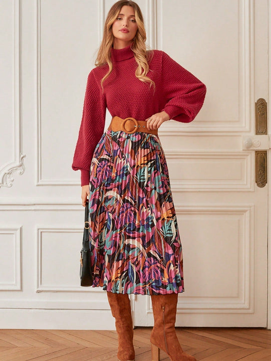 Frenchy Sueter Con Manga Farol De Color Liso Y Cuello Alto Para El Dia De San Valentin