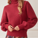 Frenchy Sueter Con Manga Farol De Color Liso Y Cuello Alto Para El Dia De San Valentin