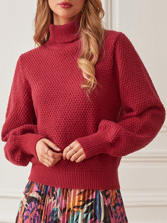 Frenchy Sueter Con Manga Farol De Color Liso Y Cuello Alto Para El Dia De San Valentin