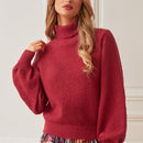 Frenchy Sueter Con Manga Farol De Color Liso Y Cuello Alto Para El Dia De San Valentin