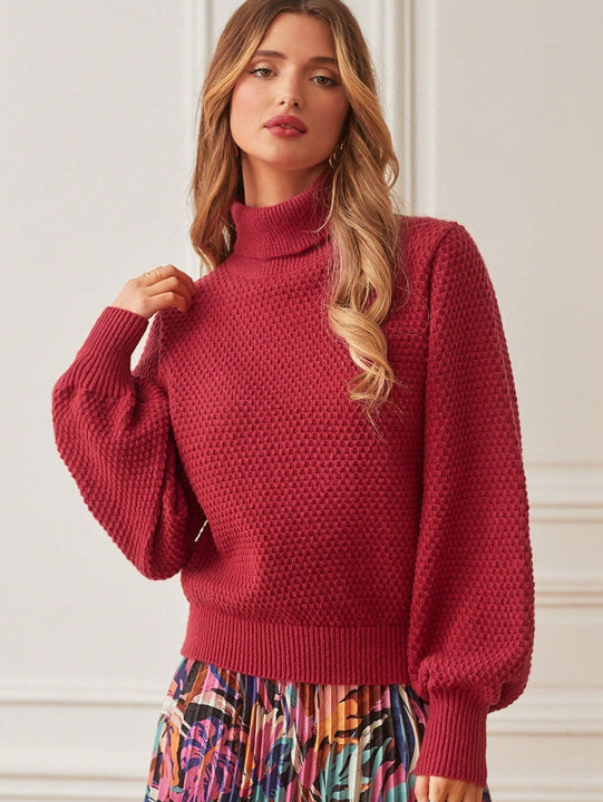 Frenchy Sueter Con Manga Farol De Color Liso Y Cuello Alto Para El Dia De San Valentin