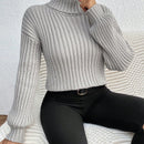 Frenchy Sueter De Cuello Alto Para Damas De Color Solido Con Hombros Caidos