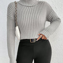 Frenchy Sueter De Cuello Alto Para Damas De Color Solido Con Hombros Caidos