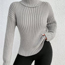 Frenchy Sueter De Cuello Alto Para Damas De Color Solido Con Hombros Caidos