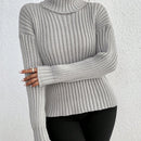 Frenchy Sueter De Cuello Alto Para Damas De Color Solido Con Hombros Caidos