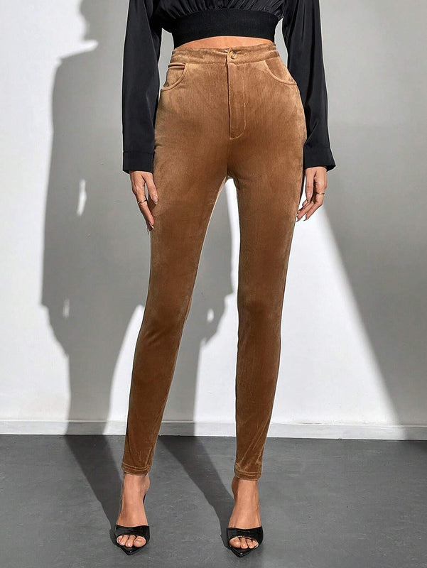 Tall Pantalones De Lapiz Con Bolsillo Para Mujer