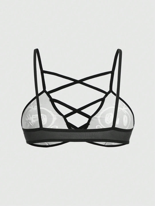 ROMWE Goth Sujetador Impreso Con Calaveras Y Estrellas