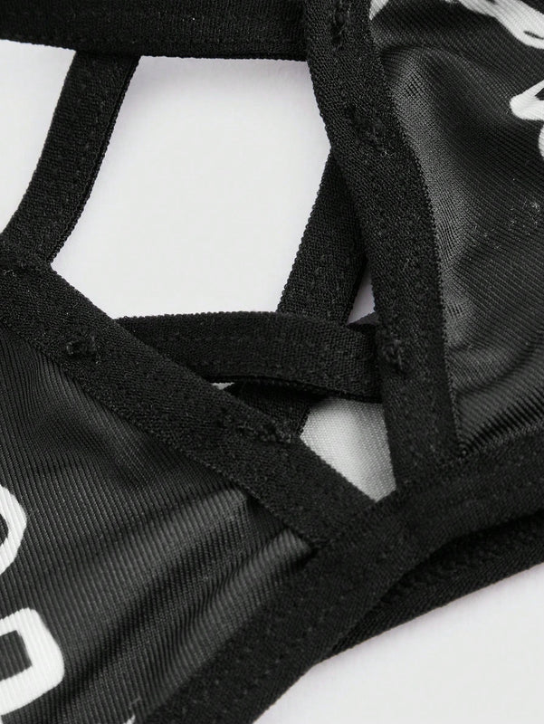 ROMWE Goth Sujetador Impreso Con Calaveras Y Estrellas