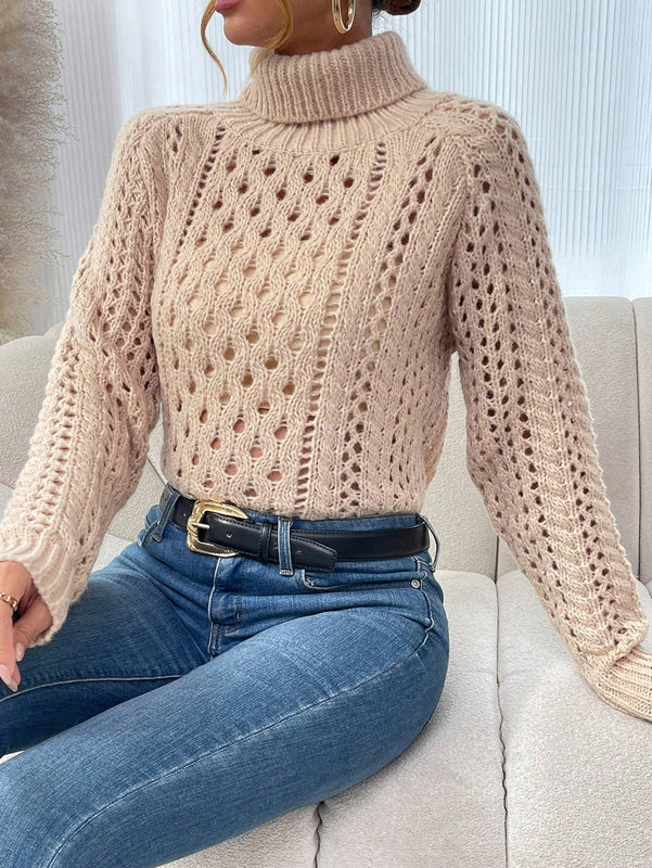 Frenchy Sueter Tipo Jersey De Cuello Alto De Punto Ahuecado