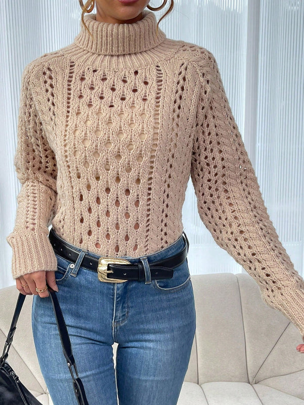 Frenchy Sueter Tipo Jersey De Cuello Alto De Punto Ahuecado