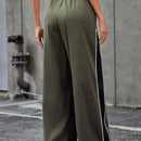 Pantalones De Cintura Con Cordon De Contraste De Color Con Dobladillo Enrollado
