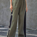Pantalones De Cintura Con Cordon De Contraste De Color Con Dobladillo Enrollado