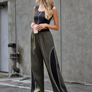 Pantalones De Cintura Con Cordon De Contraste De Color Con Dobladillo Enrollado