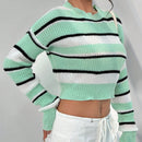 EZwear Sueter Casual Corto De Manga Larga A Rayas