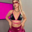Sweetina Top Con Cuello Halter Y Diseno De Copas De Triangulo Y Pentagrama Brillante