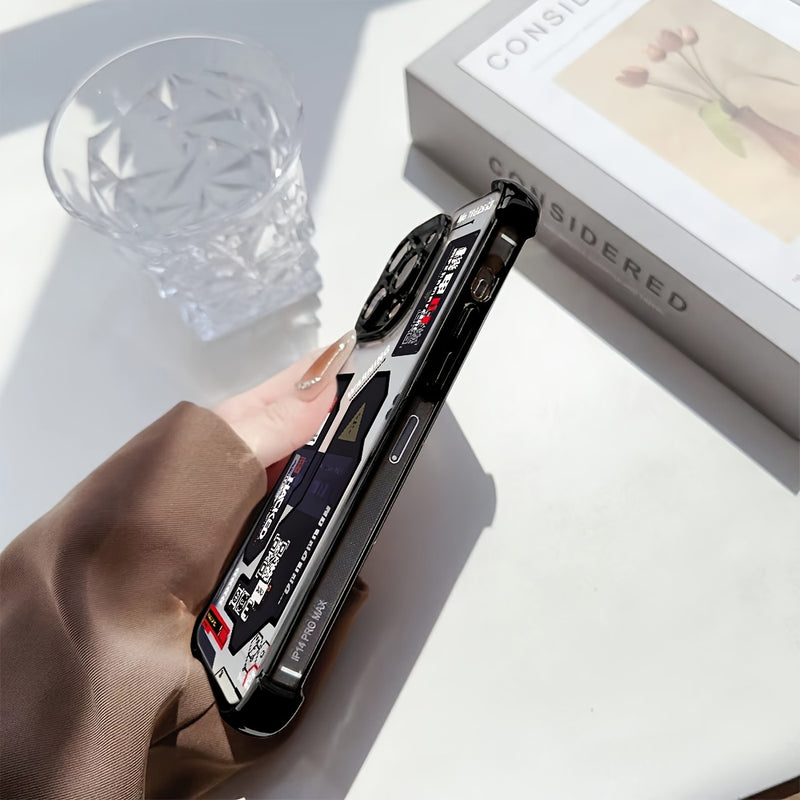 Estuche de teléfono con patrón de tarjeta de circuito creativo compatible con Iphone 16, 15, 14, 13, 12, 11 Pro Max, X, XR, XS Max, 8, 7 Plus, con un respaldo transparente suave para caídas