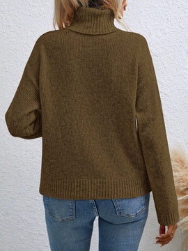 Essnce Sueter De Cuello Alto Para Mujer Con Hombros Caidos Y Manga Larga