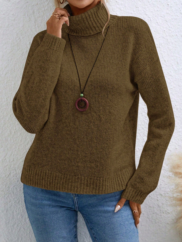 Essnce Sueter De Cuello Alto Para Mujer Con Hombros Caidos Y Manga Larga