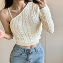 DAZY Sueter De Hombro Unico De Manga Larga Para Mujer