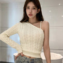DAZY Sueter De Hombro Unico De Manga Larga Para Mujer