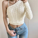 DAZY Sueter De Hombro Unico De Manga Larga Para Mujer