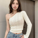 DAZY Sueter De Hombro Unico De Manga Larga Para Mujer