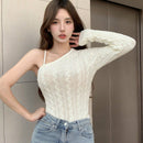 DAZY Sueter De Hombro Unico De Manga Larga Para Mujer
