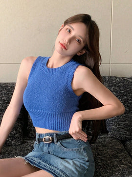 DAZY Chaleco De Sueter Con Cuello Redondo Para Mujer