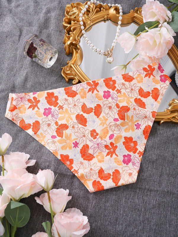 Panties De Triangulo Sin Costuras Con Diseno De Flores Para Mujer