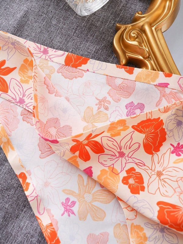 Panties De Triangulo Sin Costuras Con Diseno De Flores Para Mujer