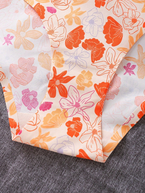 Panties De Triangulo Sin Costuras Con Diseno De Flores Para Mujer