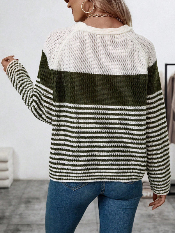 LUNE Sueter De Manga Raglan A Rayas Para Mujer