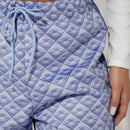 Haute Pantalones Jeans De Mezcla De Telas Y Cintura Con Cordon