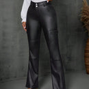 LUNE Pantalones para mujeres con pierna acampanada y bolsillo de solapa solido