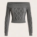 EZwear Jersey De Manga Larga Con Hombros Descubiertos Para Mujer