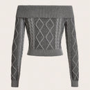 EZwear Jersey De Manga Larga Con Hombros Descubiertos Para Mujer