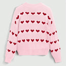 ROMWE Sueter Con Diseno De Corazon Y Cuello Redondo