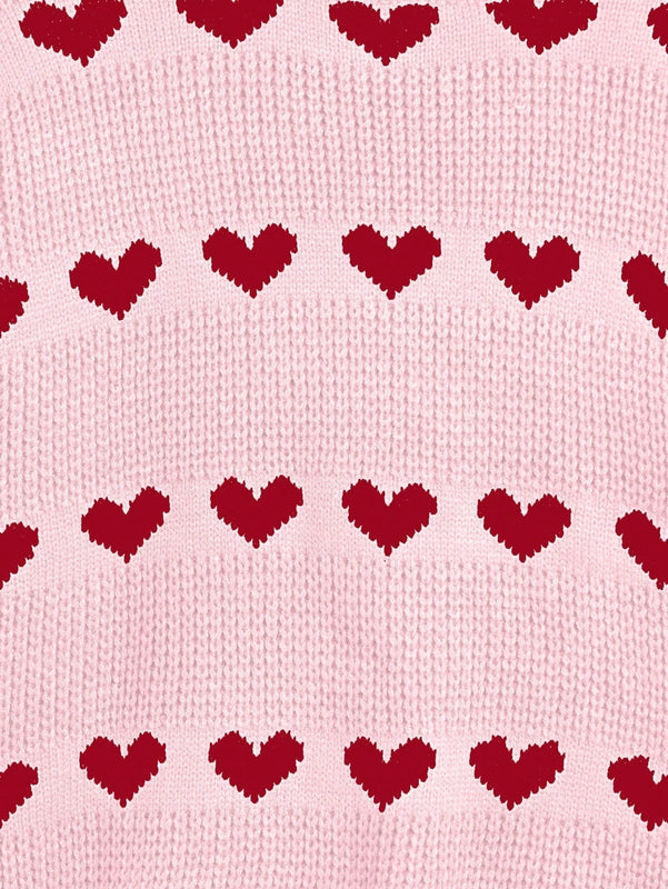 ROMWE Sueter Con Diseno De Corazon Y Cuello Redondo