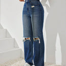 Jeans Desgastados De Pierna Recta