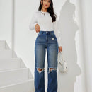 Jeans Desgastados De Pierna Recta