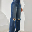 Jeans Desgastados De Pierna Recta