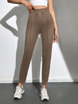 Tall Pantalon Con Cintura Alta En Un Solo Color Con Detalles De Costura